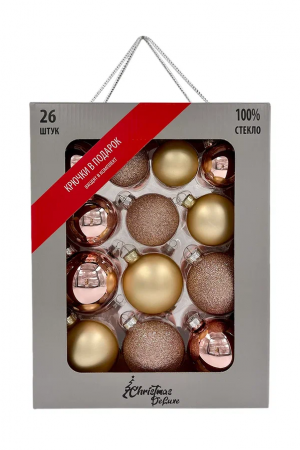 Набор стеклянных шаров Розовое шампанское 26 шт., Christmas DeLuxe (86457)