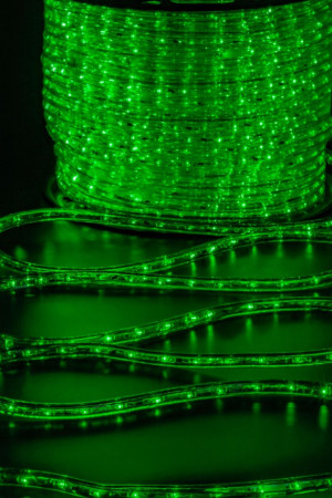 Дюралайт светодиодный 2-х проводной, диаметр 13 мм., 220В, зеленые LED лампы 36 шт на 1 м., бухта 100 м., статика, Teamprof (TPF-DL-2WH-100-240-G)