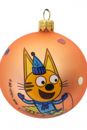 КУ-85-18339 Стеклянный шар Коржик на санках 85 мм., Коломеев