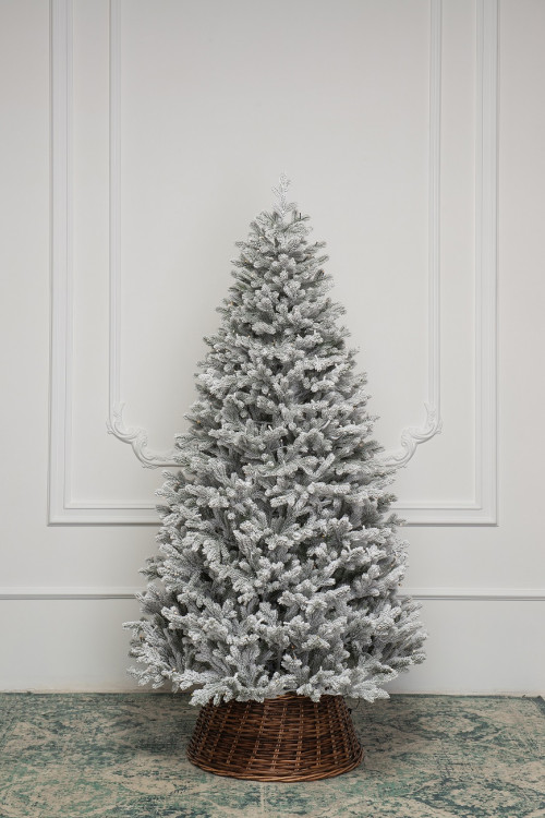 Искусственная елка Алтайская заснеженная 240 см., 650 теплых-белых Led ламп, 100% литая хвоя, ЕлкиТорг (203240)