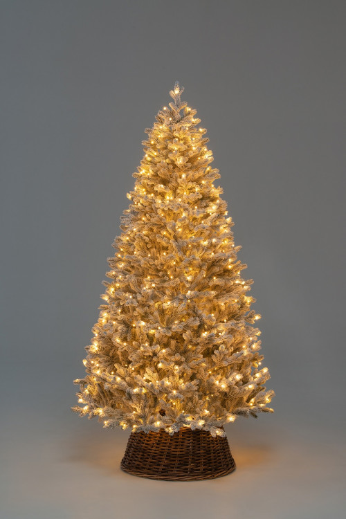 Искусственная елка Алтайская заснеженная 240 см., 650 теплых-белых Led ламп, 100% литая хвоя, ЕлкиТорг (203240)