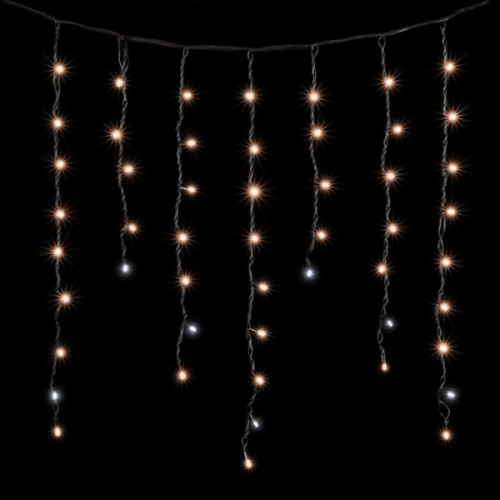 Светодиодная бахрома с колпачком 3,2*0,9 м., 168 экстра теплых белых LED ламп, мерцание, каучуковый черный провод, LTC (LL168BLW-1-2EWW)