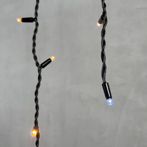 Светодиодная бахрома с колпачком 3,2*0,9 м., 168 экстра теплых белых LED ламп, мерцание, каучуковый черный провод, LTC (LL168BLW-1-2EWW)