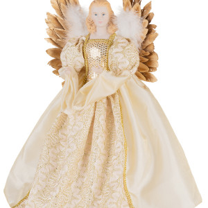 Елочная верхушка винтажная Ангел в золотом платье 38 см.,  Karlsbach (14222)