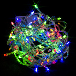 Светодиодная нить 7 м., 220V, 100 разноцветных LED ламп, контроллер, прозрачный провод, Winner (m.01.5T.100-)