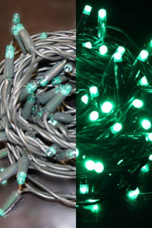 Светодиодная нить на цветном проводе 10 м., 24V, 100 зеленых LED ламп, зеленый провод, Rich LED (RL-S10C-24V-RG/G) 