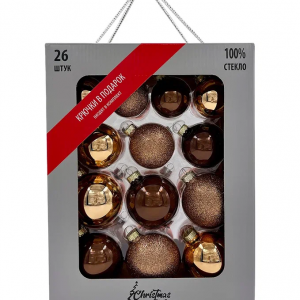 Набор стеклянных шаров Шоколадное суфле 26 шт., Christmas DeLuxe (84499-86773)