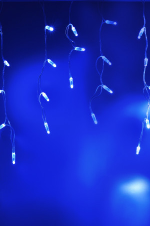 Светодиодная бахрома 108 синих LED ламп, 3*0.6 м., 220В, статика, прозрачный провод ПВХ, Teamprof (TPF-i3*0.6-CT/B)