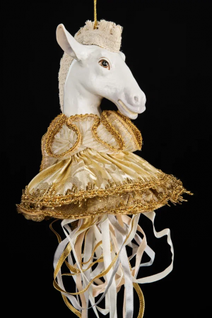 Винтажное украшение Царская лошадь в пачке 19*45 см., белый, Christmas DeLuxe (13659)