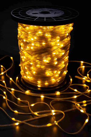 Светодиодная нить Краса 2000 теплых белых LED ламп, 200 м., 24В, статика, прозрачный провод ПВХ, Teamprof (TPF-CR200-24V-T/WW)