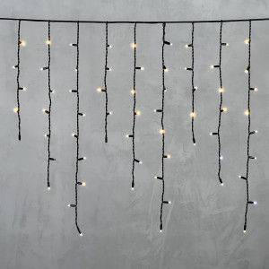 Светодиодная бахрома с колпачком 3,2*0,9 м., 168 теплых белых LED ламп, мерцание, каучуковый черный провод, LTC (LL168BLW-1-2WW)