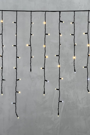 Светодиодная бахрома с колпачком 3,2*0,9 м., 168 теплых белых LED ламп, мерцание, каучуковый черный провод, LTC (LL168BLW-1-2WW)