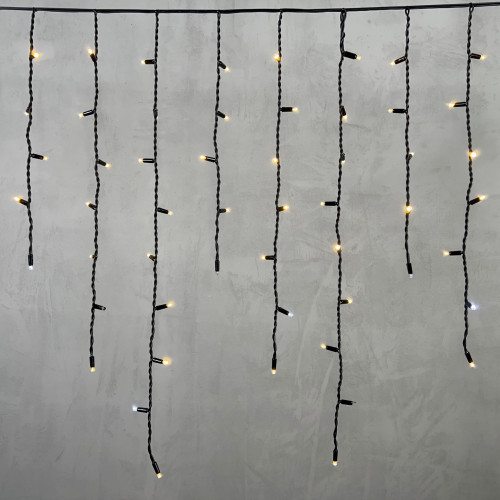Светодиодная бахрома с колпачком 3,2*0,9 м., 168 теплых белых LED ламп, мерцание, каучуковый черный провод, LTC (LL168BLW-1-2WW)