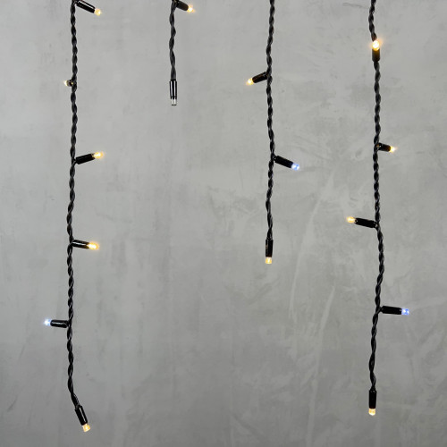 Светодиодная бахрома с колпачком 3,2*0,9 м., 168 теплых белых LED ламп, мерцание, каучуковый черный провод, LTC (LL168BLW-1-2WW)