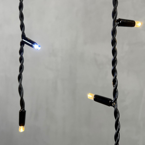 Светодиодная бахрома с колпачком 3,2*0,9 м., 168 теплых белых LED ламп, мерцание, каучуковый черный провод, LTC (LL168BLW-1-2WW)