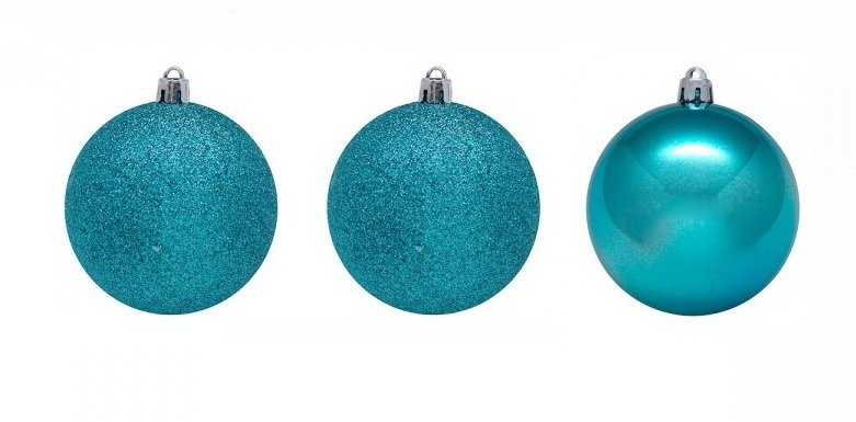 Шар новогодний, пластик, 3 шт., (матовый + с блестками, 6 см., голубой) Snowmen (Е80284) 