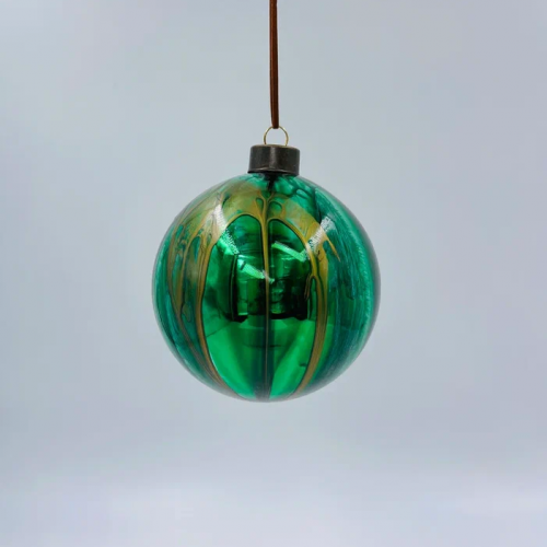 Набор стеклянных шаров Акварель зеленая 100 мм., 4 шт., Christmas DeLuxe (13003)