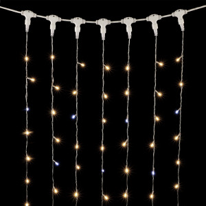 Гирлянда Занавес с Колпачком 2*2 м., Тепло-Белый с мерцанием белого диода 220В., 400 LED, Провод Прозрачный ПВХ, IP65, Laitcom (PCL402BLWCAP-10-2WW)