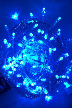 Светодиодная нить с мерцанием 10 м., 220V, 100 синих LED ламп, прозрачный ПВХ провод, Rich LED (RL-S10CF-220V-T/B)
