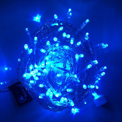 Светодиодная нить с мерцанием 10 м., 220V, 100 синих LED ламп, прозрачный ПВХ провод, Rich LED (RL-S10CF-220V-T/B)