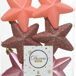 Набор елочных игрушек Звездочка ясная 6 шт, карамельно-розовый, 8*8 см, Kaemingk (027962)