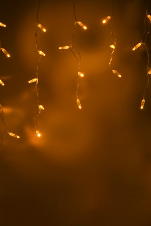 Светодиодная бахрома 108 желтых LED ламп, 3*0.6 м., 220В, статика, прозрачный провод ПВХ, Teamprof (TPF-i3*0.6-CT/Y)
