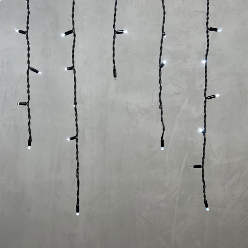 Светодиодная бахрома с колпачком 3,2*0,9 м., 168 белых LED ламп, мерцание, каучуковый черный провод, LTC (LL168BLW-1-2W)