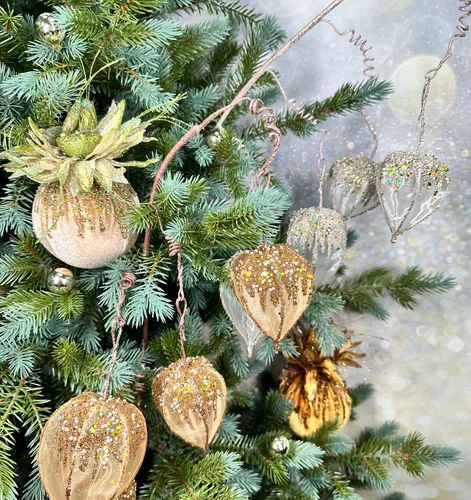 Ветвь Физалис шампань 69 см., 1 шт., Christmas DeLuxe (86672)