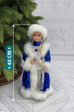 Снегурочка Русская Краса в синей с серебром шубе и шапке 40 см., Christmas DeLuxe (84668)