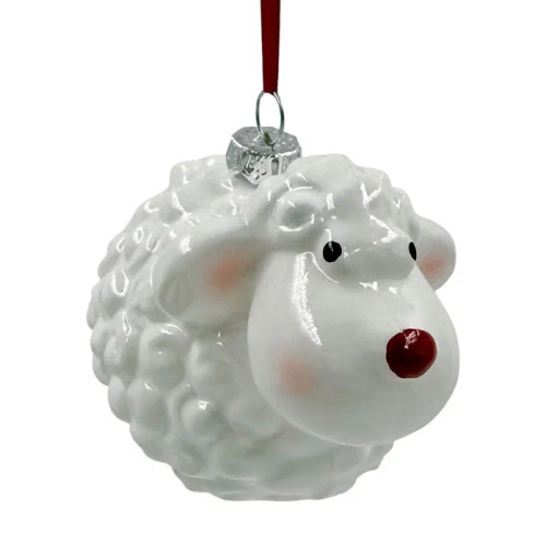 Новогоднее украшение Символ года Бараш белый, 10 см, Christmas DeLuxe (15036)