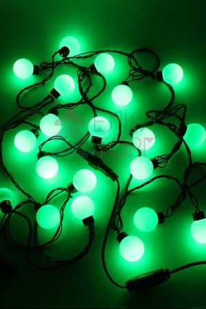 Светодиодная гирлянда Шарики, 5 м., 20 зеленых LED ламп 40 мм, 220V, черный ПВХ, Beauty Led (HB20-11-2G)