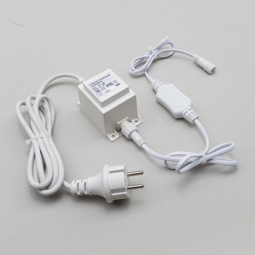 Трансформатор 30W с выпрямителем 24В., до 600 LED, провод белый Каучук, IP65, LTC (PTR30-3A-W)