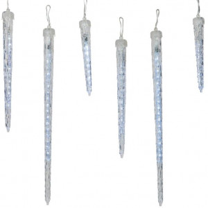 Светодиодная гирлянда Сосульки 2.5 м., 220V., 76 холодных белых LED ламп, прозрачный ПВХ, Kaemingk (497425) 