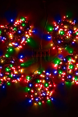 Комплект гирлянд для деревьев 5 лучей по 20 м., 24V., 900 разноцветных LED ламп, черный силикон, Beauty Led (KFT900-2W11-1M)