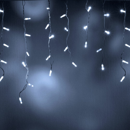 Светодиодная бахрома 108 холодных белых LED ламп, 3*0.6 м., 220В, мерцание, белый провод ПВХ, Teamprof (TPF-i3*0.6F-CW/W)