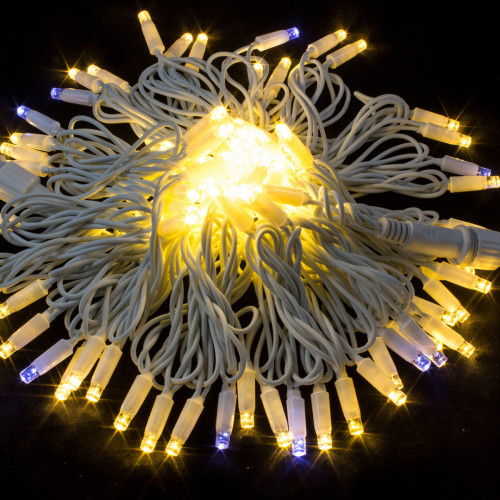 Светодиодная нить с мерцающим диодом 10 м., 220V, 100 теплых белых LED ламп, белый каучук, соединяемая, Winner Light (ww.01.7w.100+)