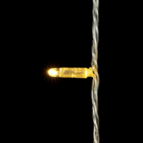 Светодиодная гирлянда с колпачком 100 теплых белых LED ламп 10 м., мерцание, 24В., прозрачный провод ПВХ, IP65, LTC (PST100BLWCAP-10-1WW)