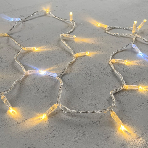 Светодиодная гирлянда с колпачком 100 теплых белых LED ламп 10 м., мерцание, 24В., прозрачный провод ПВХ, IP65, LTC (PST100BLWCAP-10-1WW)