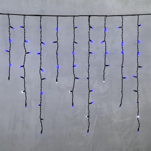 Светодиодная бахрома с колпачком 3,2*0,9 м., 168 синих LED ламп, мерцание, каучуковый черный провод, LTC (LL168BLW-1-2B)