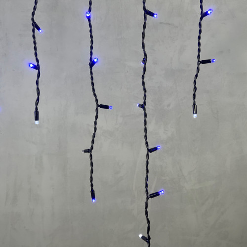 Светодиодная бахрома с колпачком 3,2*0,9 м., 168 синих LED ламп, мерцание, каучуковый черный провод, LTC (LL168BLW-1-2B)