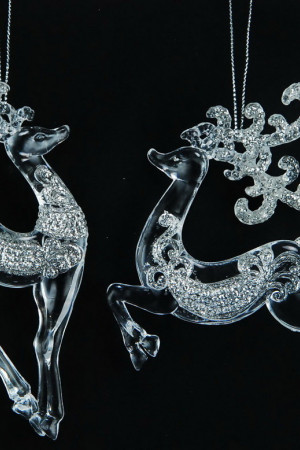 Украшение &quot;Олень&quot; цвет серебро,2 вида,цена за 1 шт.10 см, (150027)