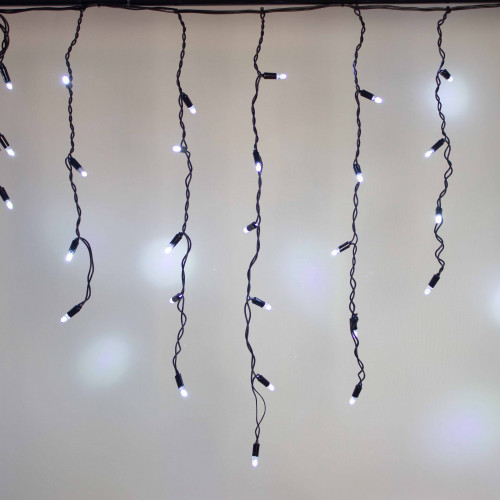 Светодиодная бахрома 108 холодных белых LED ламп, 3*0.6 м., 220В, мерцание, черный провод ПВХ, Teamprof (TPF-i3*0.6F-CB/W)