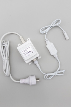 Трансформатор 60W с выпрямителем 24В., до 1000 LED, провод белый Каучук, IP65, LTC (PTR60-3A-W)