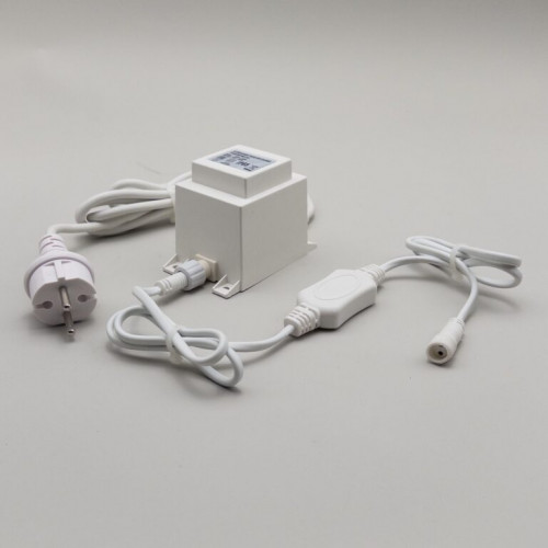 Трансформатор 60W с выпрямителем 24В., до 1000 LED, провод белый Каучук, IP65, LTC (PTR60-3A-W)