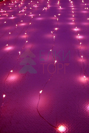 Светодиодный занавес Роса 1.6*1.6 м., 256 розовых LED ламп, прозрачный провод, Beauty Led (Curtain 256-10-P)