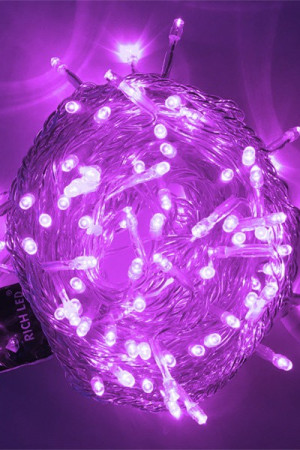 Светодиодная нить с мерцанием 10 м., 220V, 100 фиолетовых LED ламп, прозрачный ПВХ провод, Rich LED (RL-S10CF-220V-T/V)