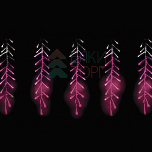 Светодиодная бахрома с эффектом бегущий огонь 1.75*0.4м., 24V, 160 LED ламп бело - розового цвета, прозрачный провод, Beauty Led (ESI160-SH10-1WP)