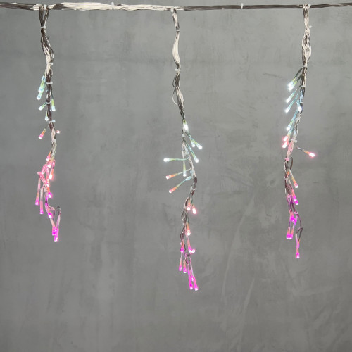 Светодиодная бахрома с эффектом бегущий огонь 1.75*0.4м., 24V, 160 LED ламп бело - розового цвета, прозрачный провод, Beauty Led (ESI160-SH10-1WP)