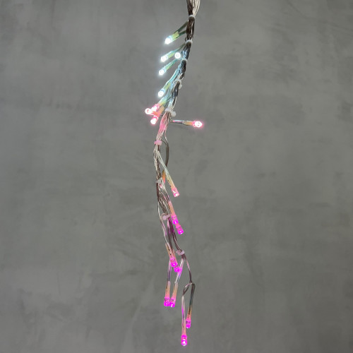 Светодиодная бахрома с эффектом бегущий огонь 1.75*0.4м., 24V, 160 LED ламп бело - розового цвета, прозрачный провод, Beauty Led (ESI160-SH10-1WP)