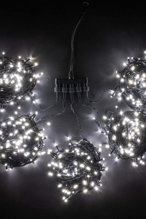 Комплект гирлянд для деревьев 5 лучей по 20 м., 24V., 900 холодных белых LED ламп, черный силикон, Beauty Led (KFT900-2W11-1W)